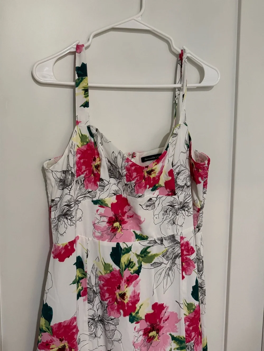 Abercrombie & Fitch White Maxi Dress with Pink Floral Print